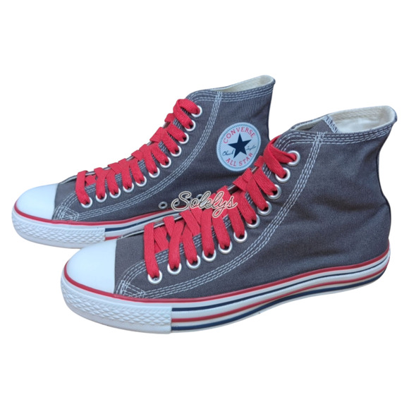 Converse 2009 Double Details Hi Top Extra Eyelet Sneaker Grey Red Womens 9 RARE - Picture 4 of 11